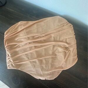 Peach Ruched corset top sheer fabric